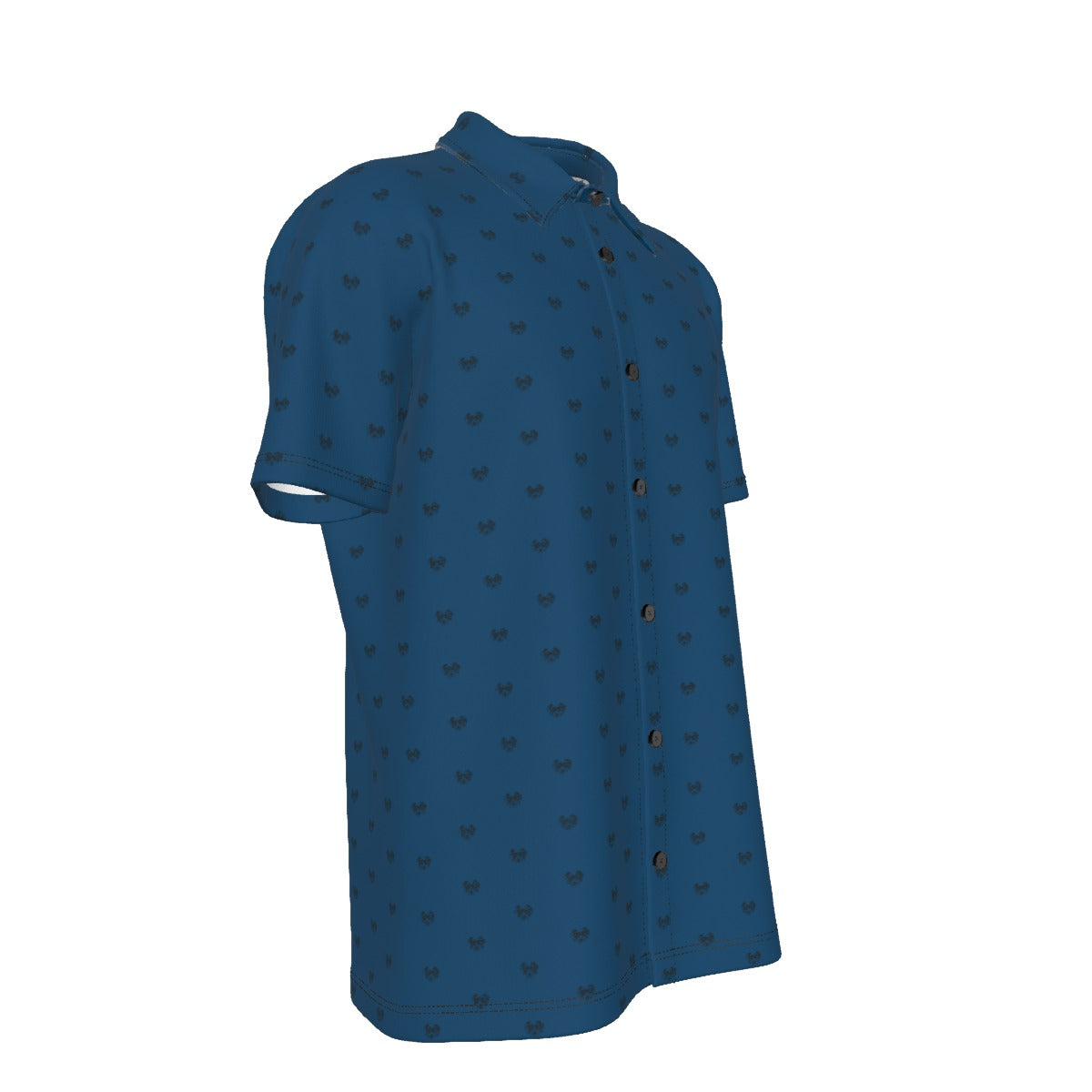 Men's Dalmatian Face Teal Collar Shirt