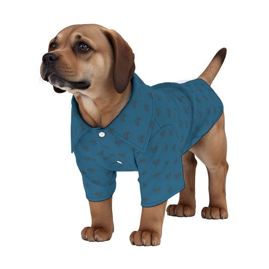 Dog's Dalmatian Face Teal Collar Shirt