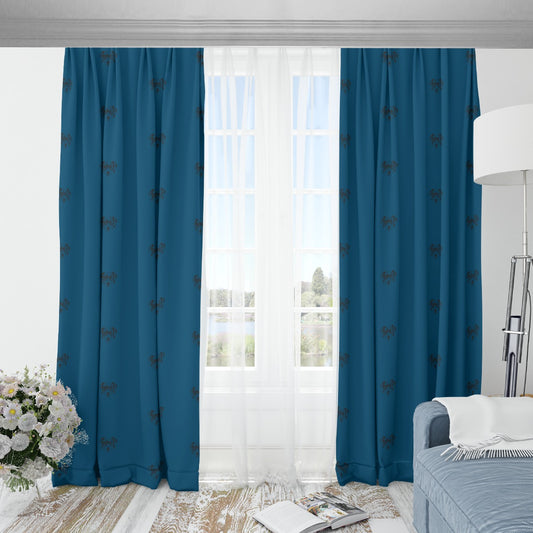 Dalmatian Face Teal Curtains