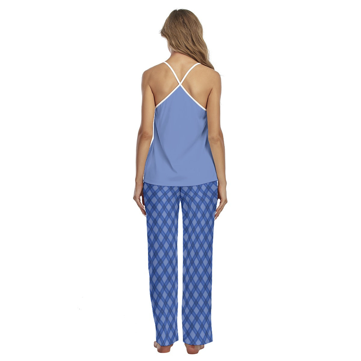 Lady's Cami Style Blue Plaid Family-Matching PJs