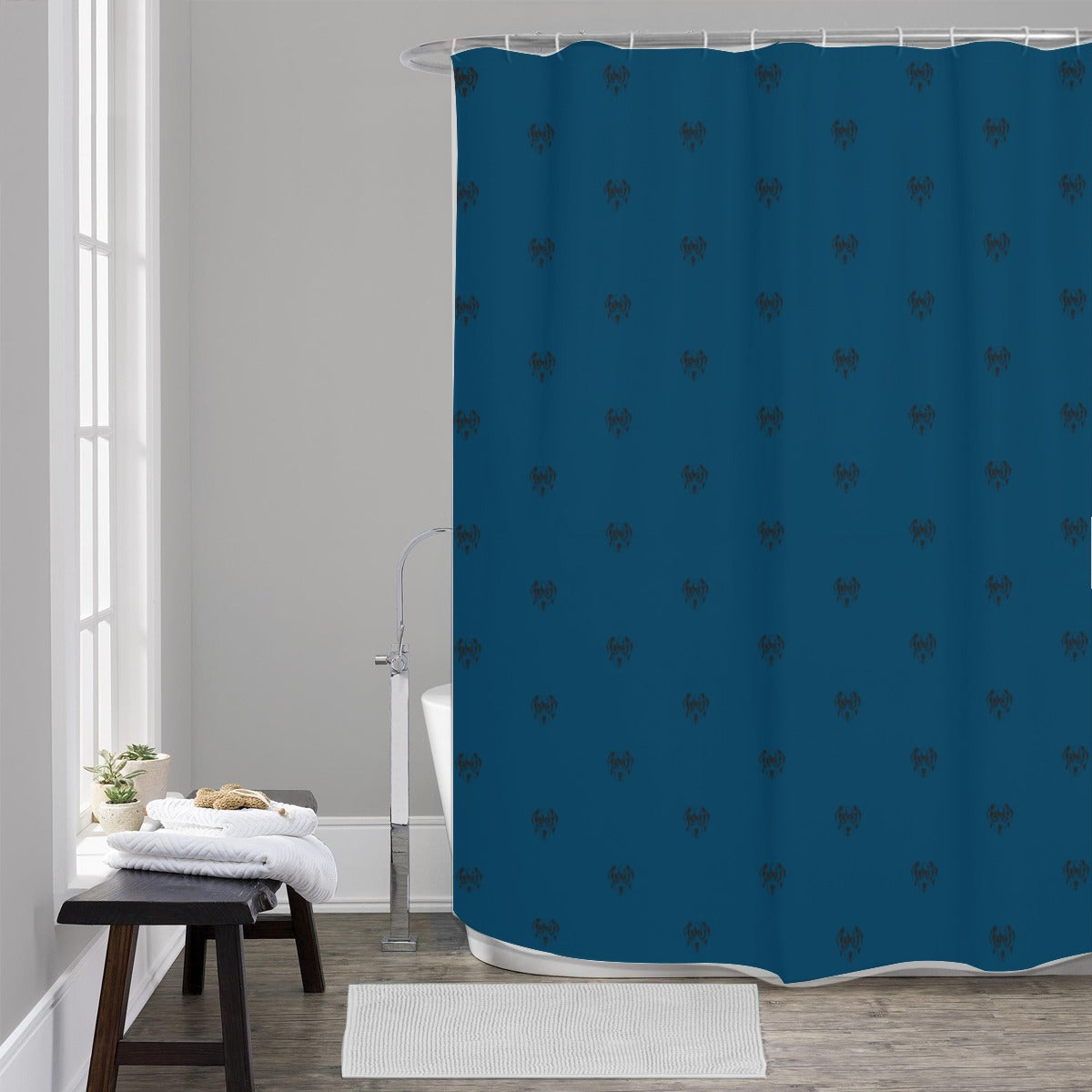 Dalmatian Face Teal Shower Curtain