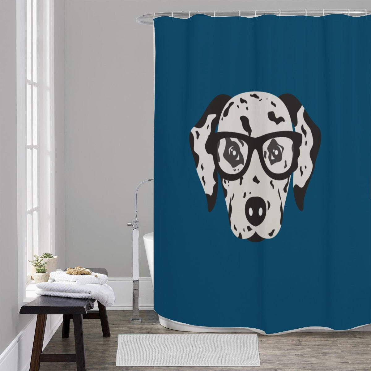 Dalmatian Teal Shower Curtain