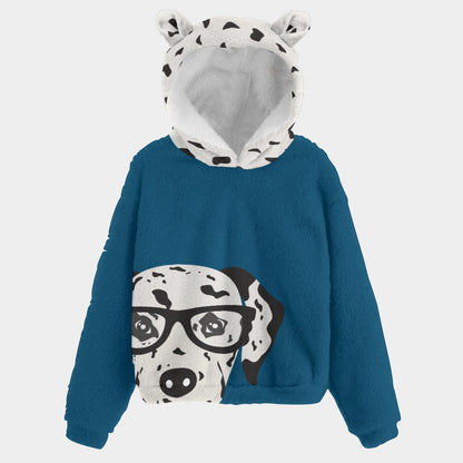 Kid's Dalmatian Teal Hoodie With Ears