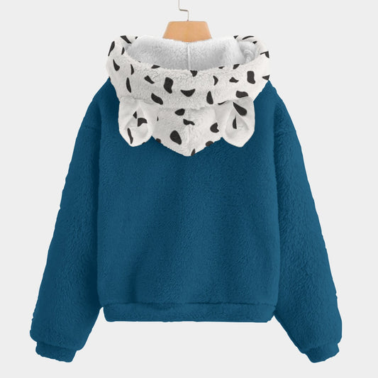 Kid's Dalmatian Teal Hoodie With Ears