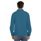 Men's Dalmatian Face Teal Collar Long Sleeve Shirt