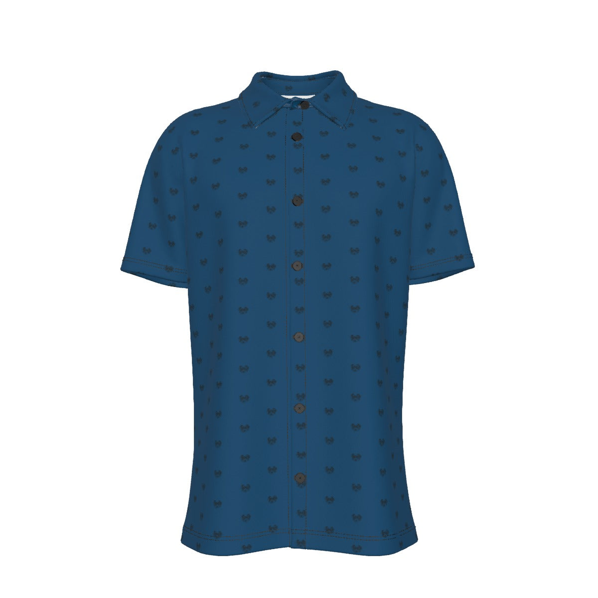 Men's Dalmatian Face Teal Collar Shirt