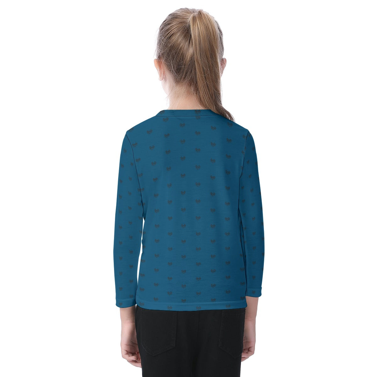 Kid's Dalmatian Face Teal Long Sleeve Shirt