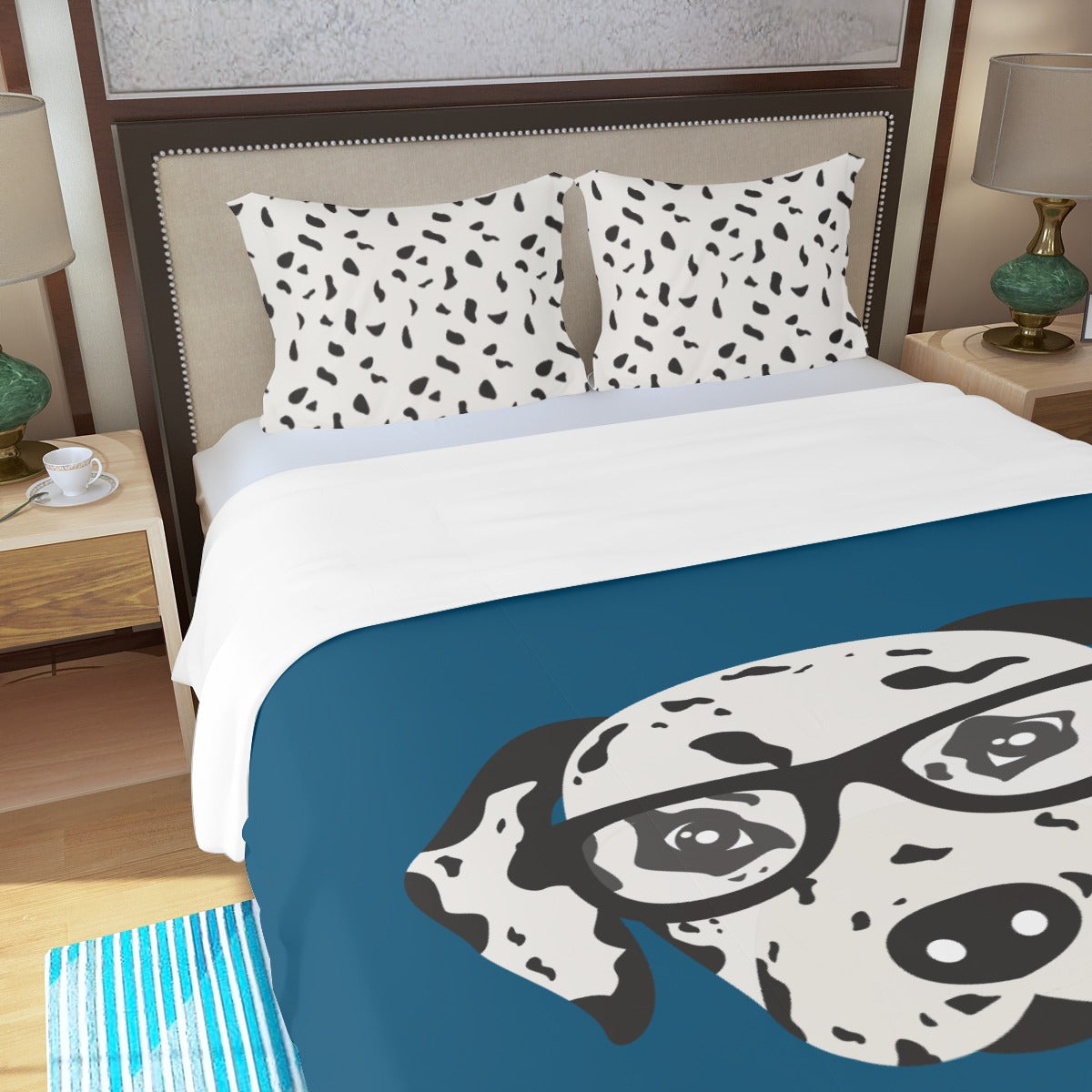 Dalmatian Teal Duvet Bedding Set