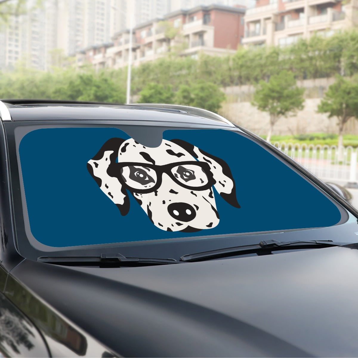 Dalmatian Teal Car Sunshade