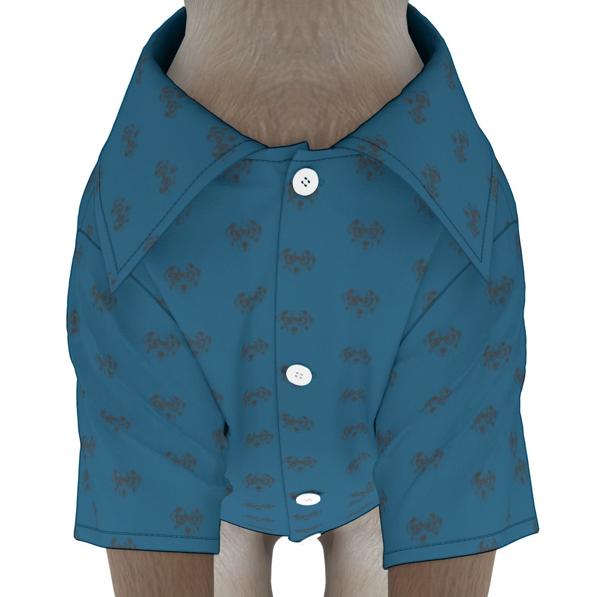 Dog's Dalmatian Face Teal Collar Shirt