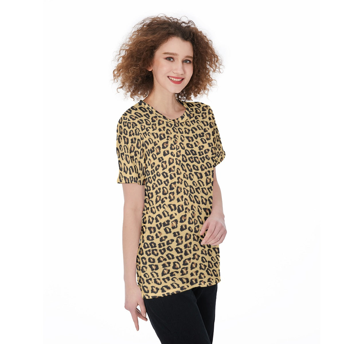 Lady's Parrot Inspired Leopard Print T-Shirt