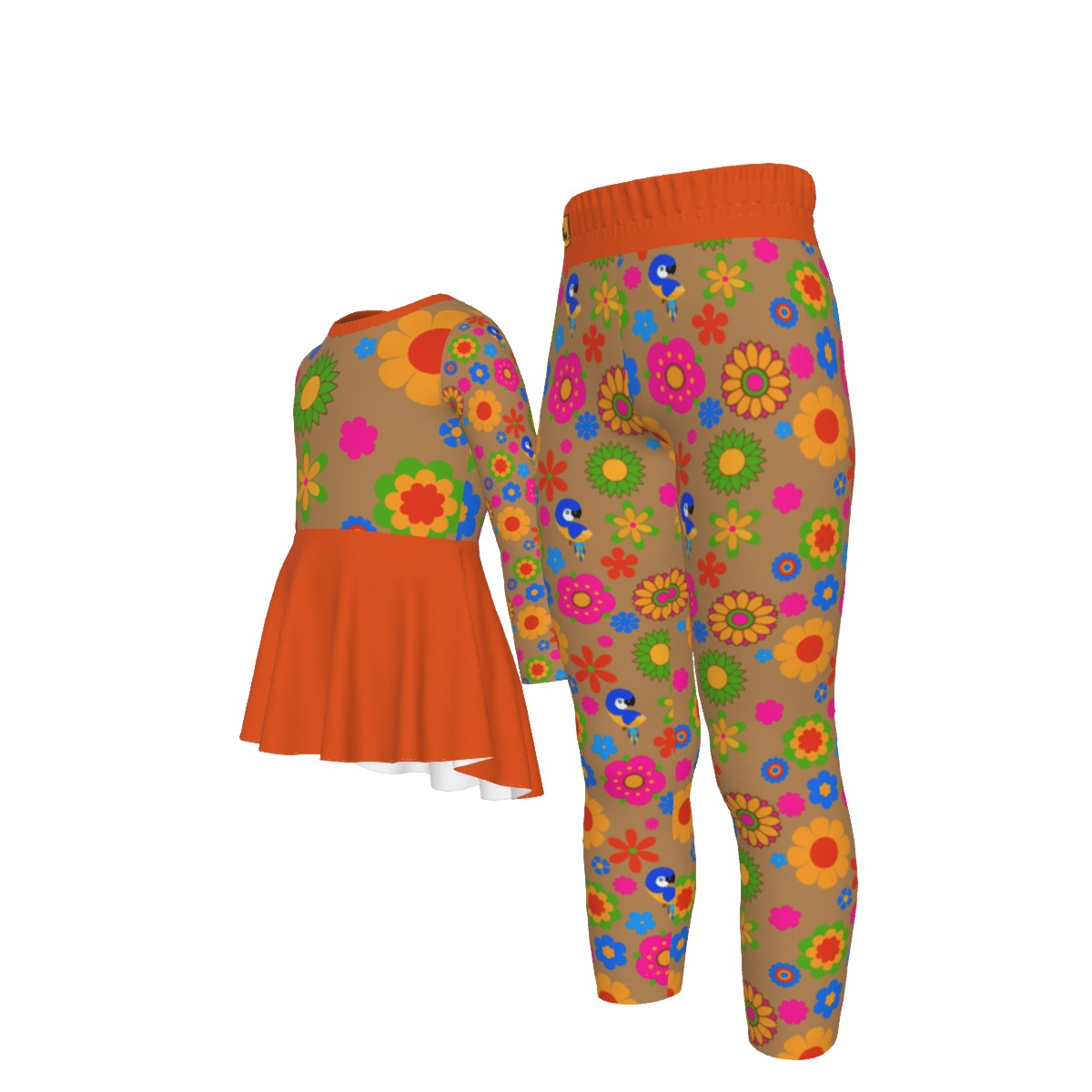 Girl's Flower Pop Shirt and Leggings Set