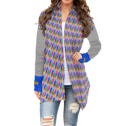 Lady's Parrot on Gray Long Sleeve Cardigan