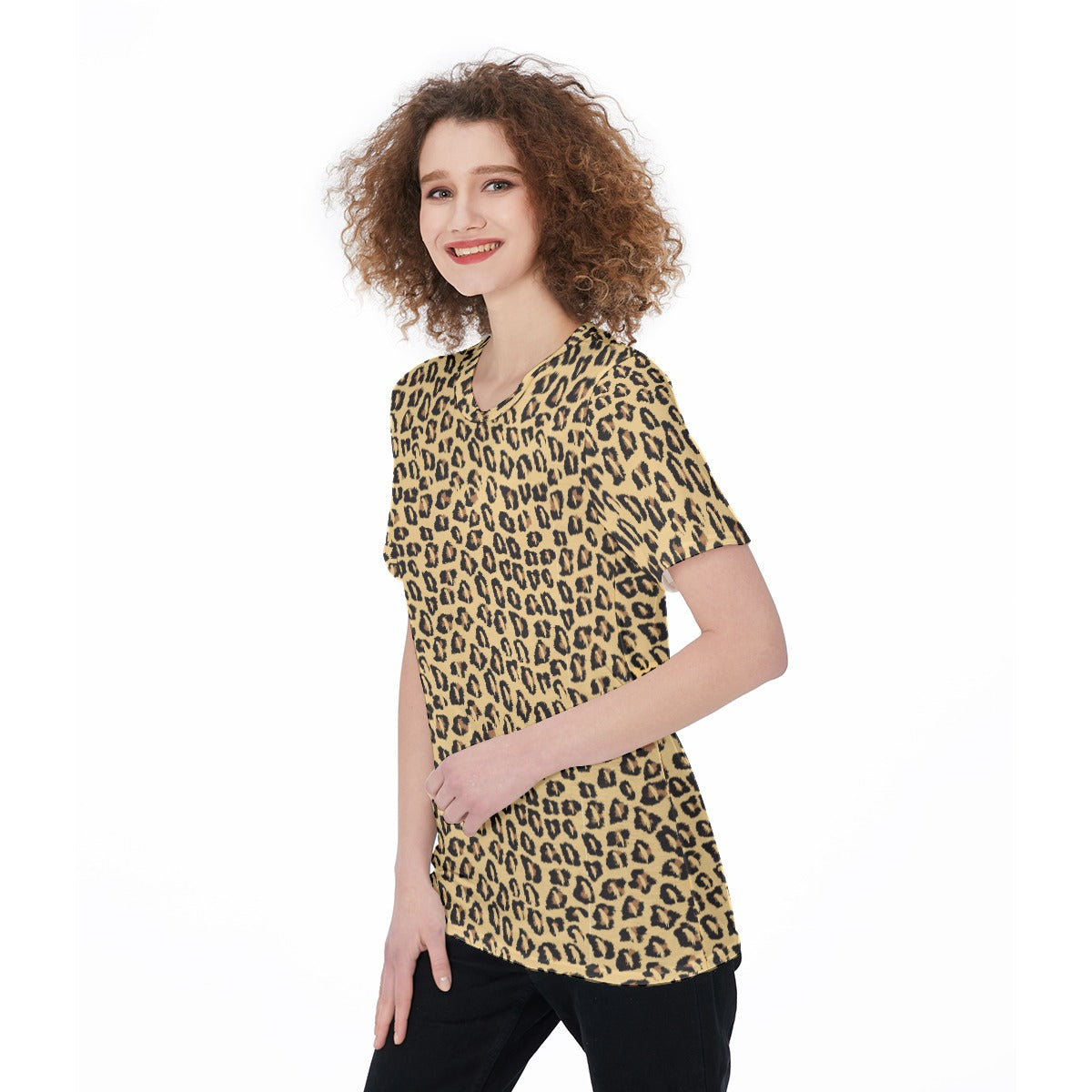 Lady's Parrot Inspired Leopard Print T-Shirt