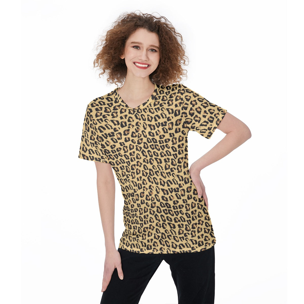 Lady's Parrot Inspired Leopard Print T-Shirt