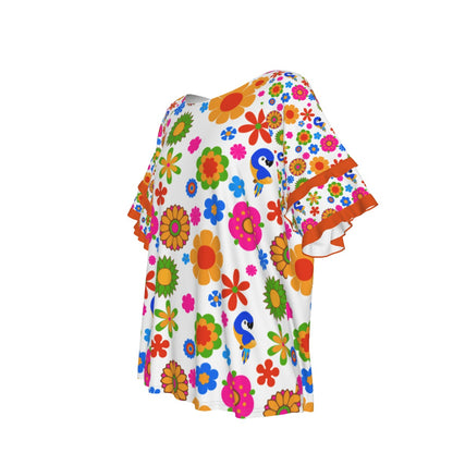 Lady's Flower Pop Casual Tunic - white