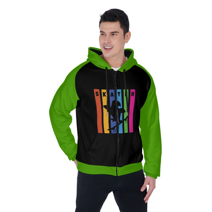 Adult's SKATER Zip-up Hoodie with Skateboarding Parrot