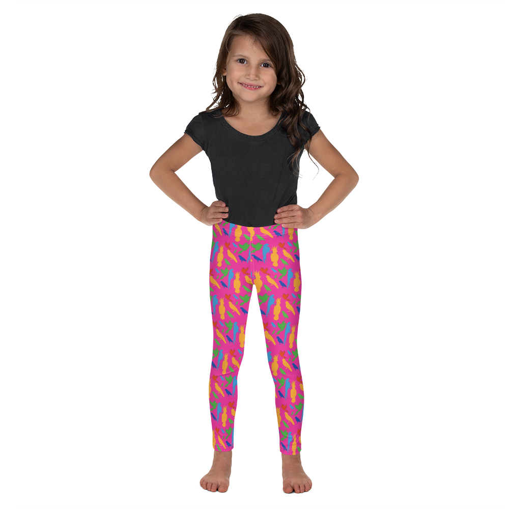 Girl's Parrots on Pink Leggings